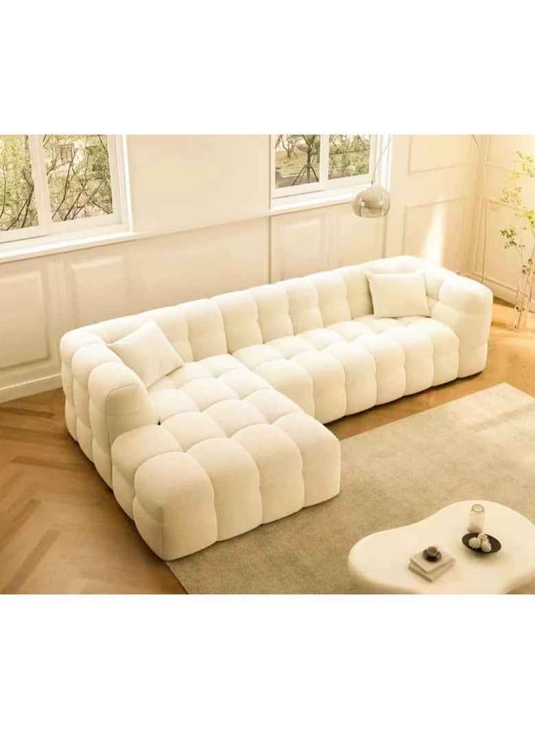 Al Zakharef Furniture Milbrey Fleece Fabric Overstuffed Multifunction Cloud L-shaped Sofa Chair set for Livingroom Office - Beige - Image 3