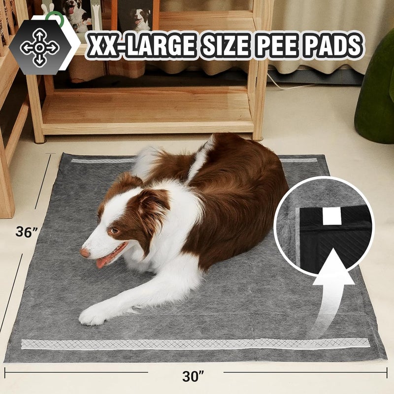 IMMCUTE Charcoal Dog Pee Pads 30"x36"-30 Ct | XX-Large Puppy Pee Training Pads Super Absorbent & Leak-Proof | Disposable Pet Piddle and Potty Pads for Puppies (IC3036-30T) - Image 2