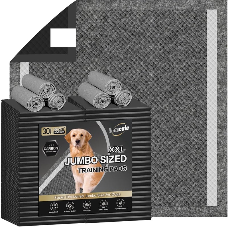 IMMCUTE Charcoal Dog Pee Pads 30"x36"-30 Ct | XX-Large Puppy Pee Training Pads Super Absorbent & Leak-Proof | Disposable Pet Piddle and Potty Pads for Puppies (IC3036-30T) - Image 1