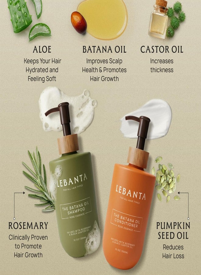 Lebanta Batana Oil Shampoo and Conditioner Set - Sulfate Free Organic Hair Growth, Thickening & Hydrating Rosemary Formula For Thinning, Damaged or Curly Hair - Natural Hair Regrowth Gifts for Women - Image 3