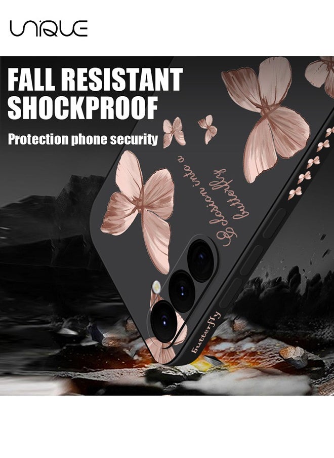 Unique Compatible with Samsung Galaxy A55 Case - Flowers Butterfly Anti Slip Shockproof Flexibility Soft Silicone Protector Phone for Samsung Galaxy A55 Case - Black  - Image 3