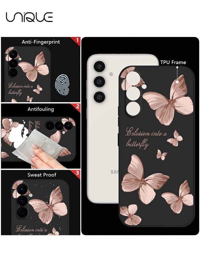 Unique Compatible with Samsung Galaxy A55 Case - Flowers Butterfly Anti Slip Shockproof Flexibility Soft Silicone Protector Phone for Samsung Galaxy A55 Case - Black  - Image 5
