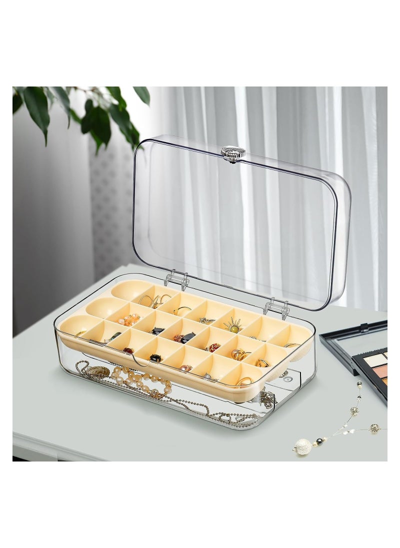 KASTWAVE - Acrylic Clear Jewelry Organizer Box, Earring Organizer with 21 Grids Jewelry Tray, Holds Necklaces, Bracelets, Bangles, Rings, Earrings, 1 Pack - Image 1
