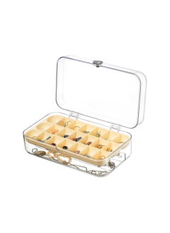 Acrylic Clear Jewelry Organizer Box, Earring Organizer with 21 Grids Jewelry Tray, Holds Necklaces, Bracelets, Bangles, Rings, Earrings, 1 Pack