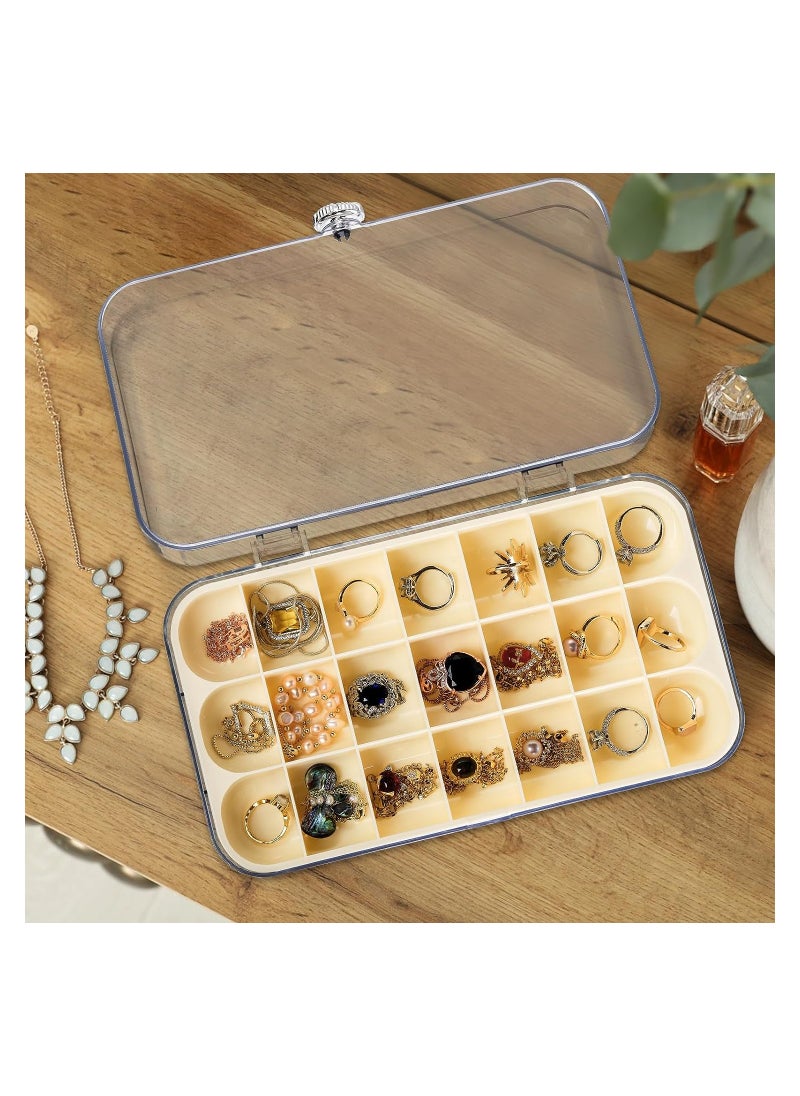 KASTWAVE - Acrylic Clear Jewelry Organizer Box, Earring Organizer with 21 Grids Jewelry Tray, Holds Necklaces, Bracelets, Bangles, Rings, Earrings, 1 Pack - Image 1
