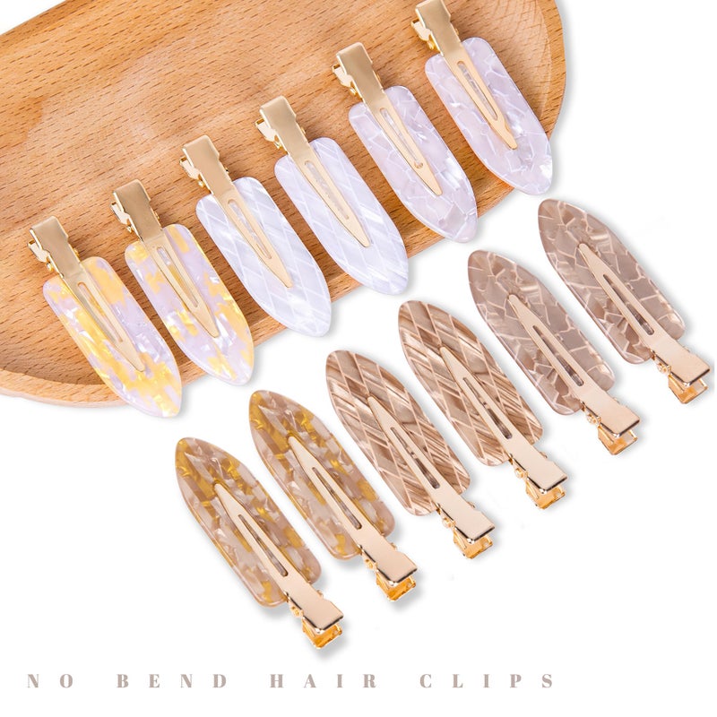 Cptots No Crease Creaseless No Bend Hair Clips For Styling Non Slip Flat Clips For Makeup Hair Accessories For Women,White Gold Color,12 PCS - Image 2