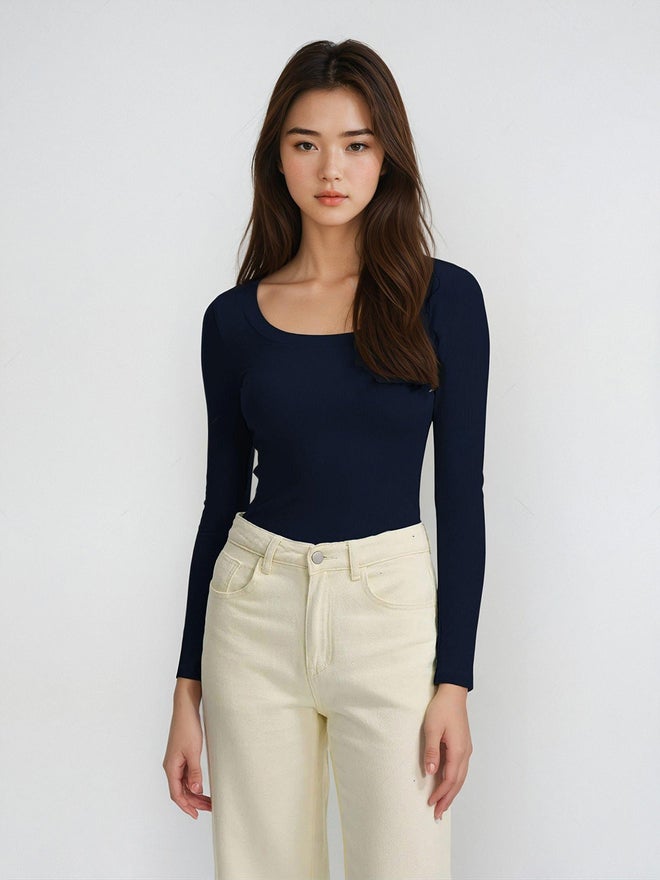 Kotty Kotty Ribbed Long Sleeve Slim Fit T-Shirt  - Image 1