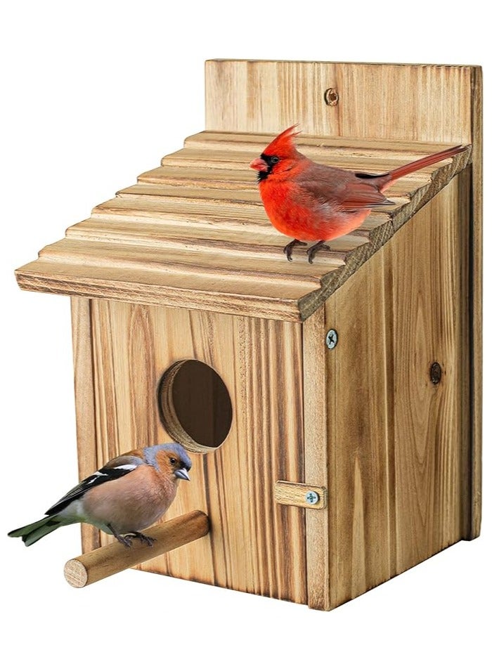 general Wood Bird Houses for Outside with Pole Wooden Bird House for Finch Bluebird Cardinals Hanging Birdhouse Clearance Garden Country Cottages Brand: NATUREYLWL - Image 1
