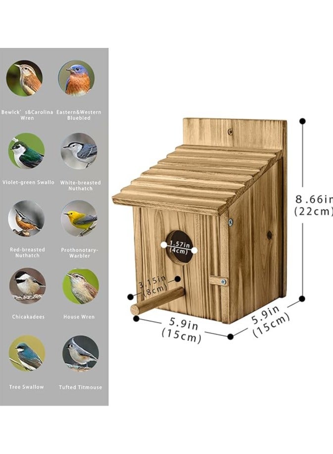 general Wood Bird Houses for Outside with Pole Wooden Bird House for Finch Bluebird Cardinals Hanging Birdhouse Clearance Garden Country Cottages Brand: NATUREYLWL - Image 3
