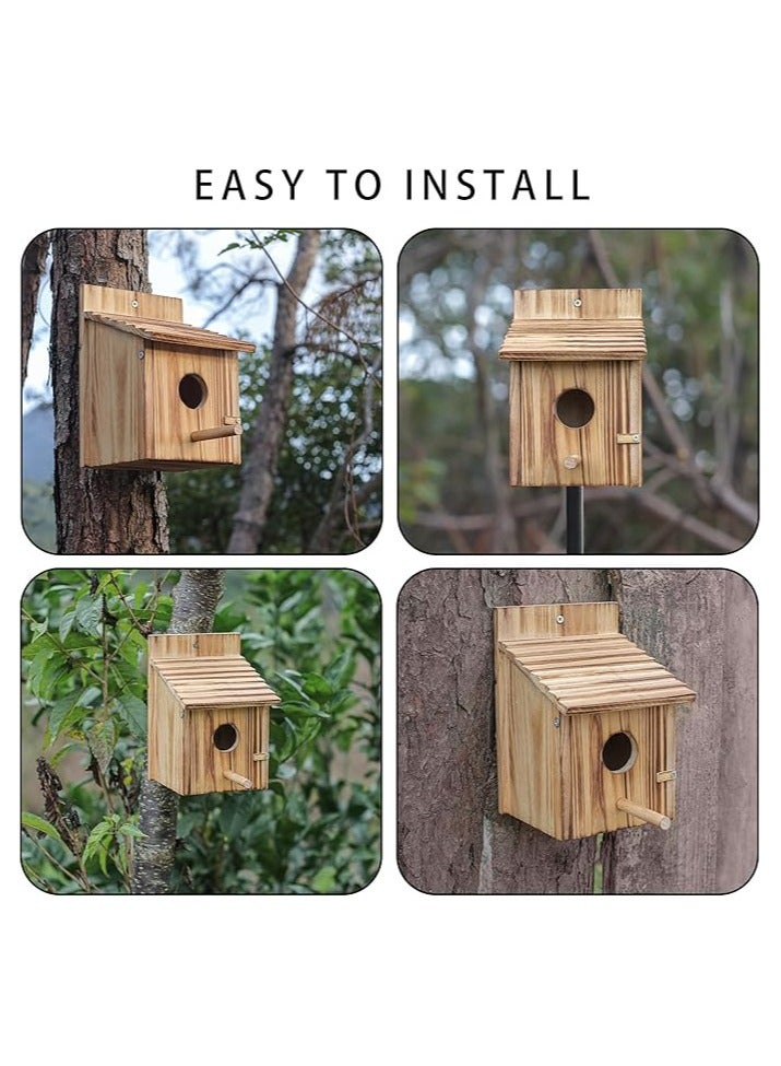 general Wood Bird Houses for Outside with Pole Wooden Bird House for Finch Bluebird Cardinals Hanging Birdhouse Clearance Garden Country Cottages Brand: NATUREYLWL - Image 4