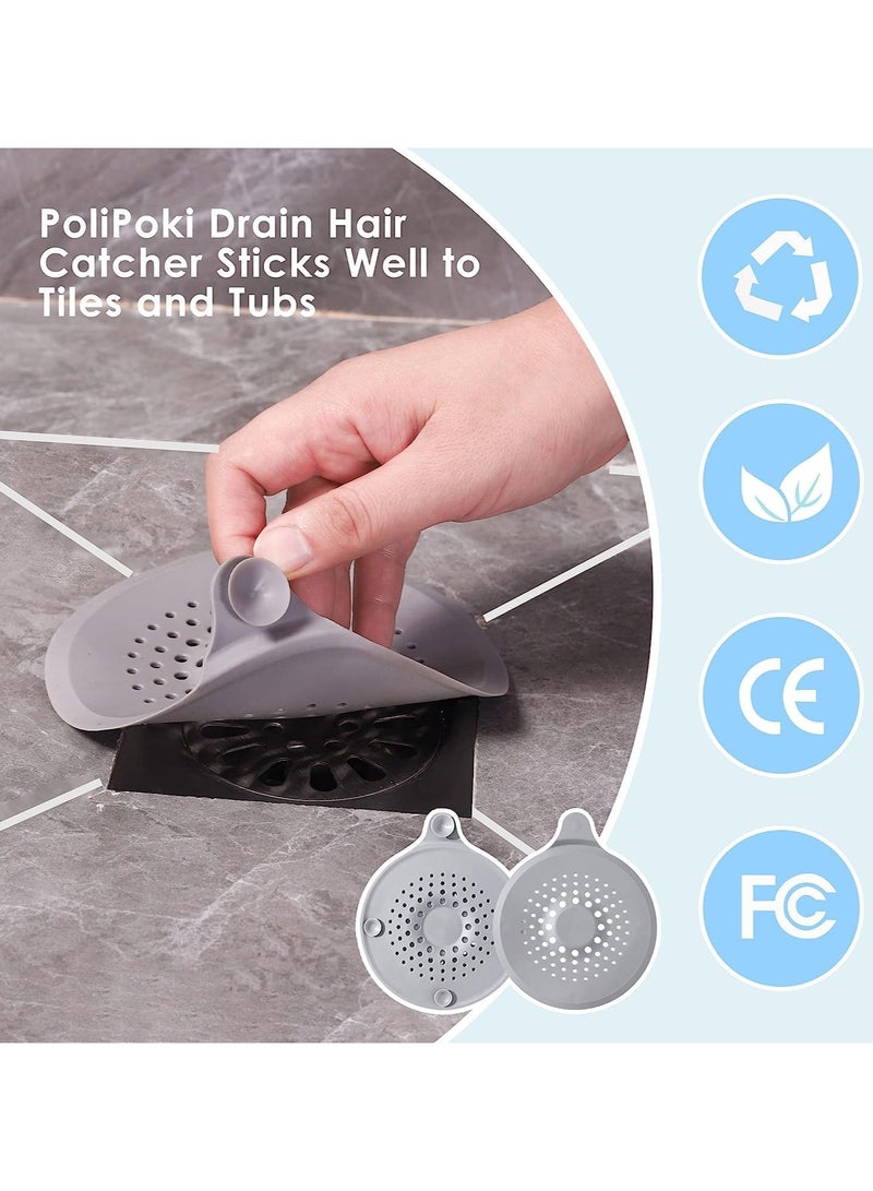 Floor Drain Cover, 4 Pack Silicone Drain Cover, Shower Drain Filter with Sucker, Easy to Install and Clean, Shower Drain Stopper for Kitchen, Laundry, Bathroom, Toilet (Black)  - Image 4