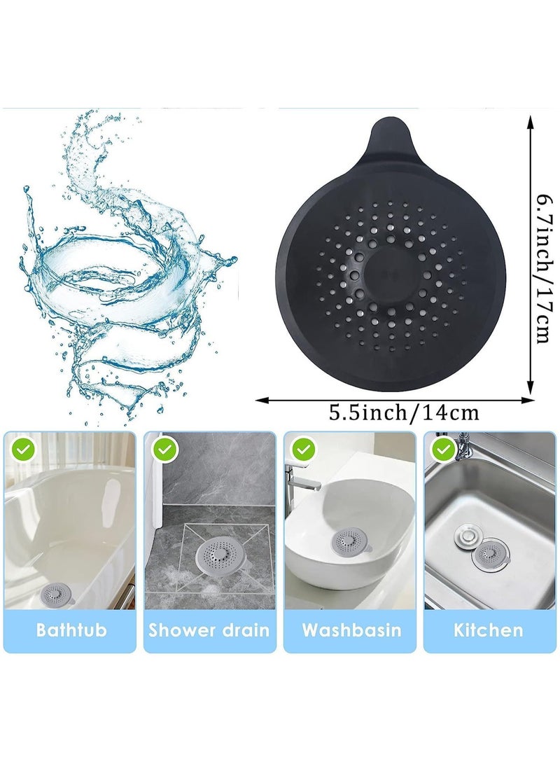 Floor Drain Cover, 4 Pack Silicone Drain Cover, Shower Drain Filter with Sucker, Easy to Install and Clean, Shower Drain Stopper for Kitchen, Laundry, Bathroom, Toilet (Black)  - Image 2