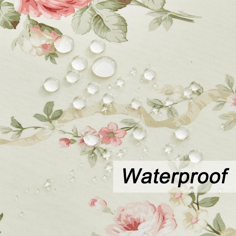 Qahing Vintage Floral Rectangle Tablecloth Shabby Chic Flower Table Cloth Spring Table Cover Waterproof for Dinner Kitchen Picnic, Pink, 60x120 Inches - Image 3