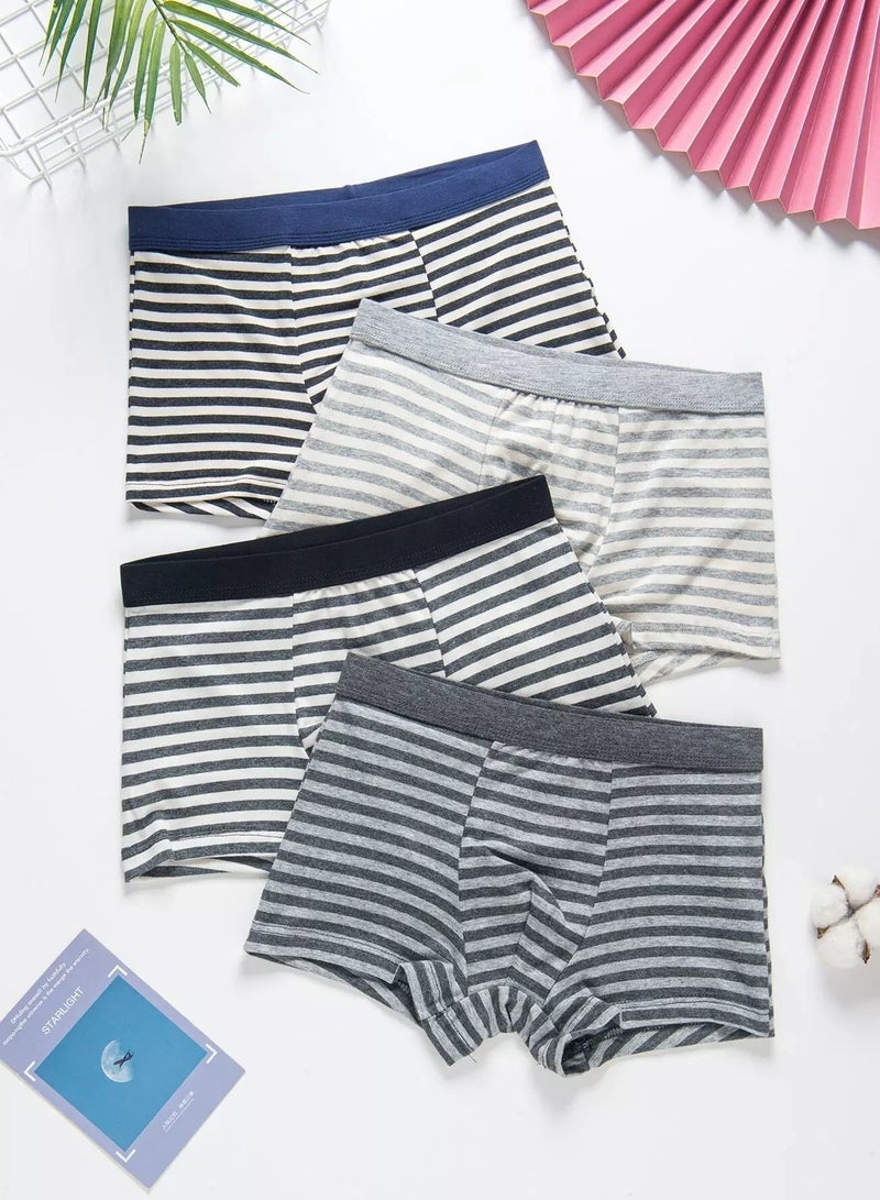 Boys 4pcs Striped Print Boxer Brief - Image 1