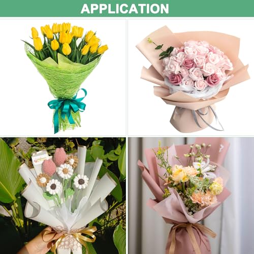M METERXITY 38-Sheet Korean Cotton Wrapping Flower Paper, 11.8 Inch Waterproof Floral Wrapping Cotton Paper for Bouquets/Gift Packaging [White] - Image 5