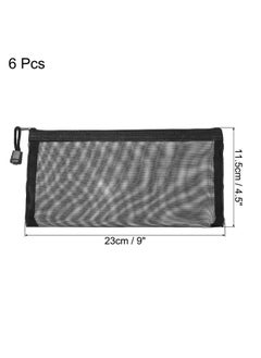 MECCANIXITY Mesh Zipper Bags B6 Nylon Zip Pouch Pencil Case Storage Pockets For Travel Office Accessories Black Pack Of 6  - Image 3