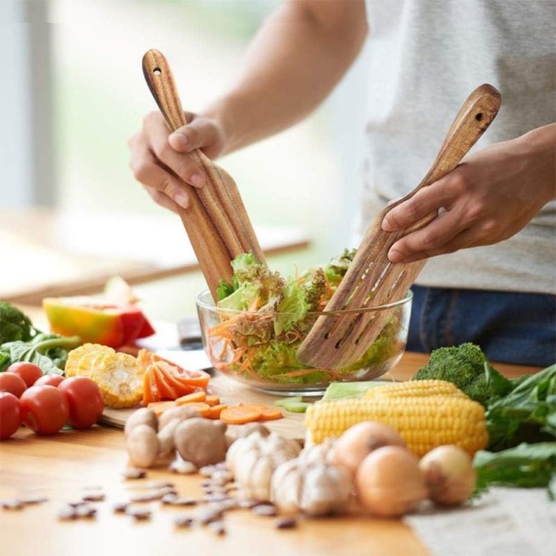 TEZZ Spurtle Set, Natural Acacia Wooden Kitchen Utensils Set of 4, Wooden Spoons Utensils for Cooking, stirring, Mixing, Serving, spurtles kitchen tools as seen on tv for NonSick Cookware - Image 2
