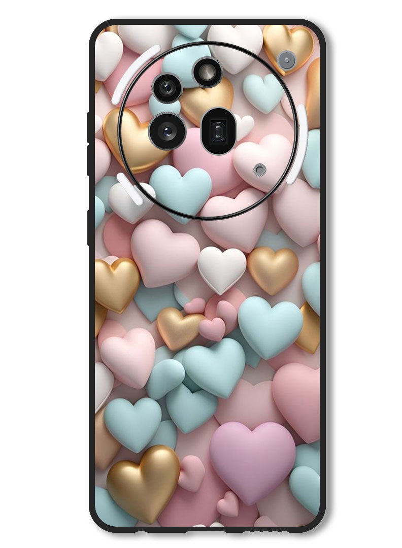 Theodor Case Compatible with Nothing Phone 3a Pro Protection Shockproof Bumper Cover Colourful Hearts - Image 1