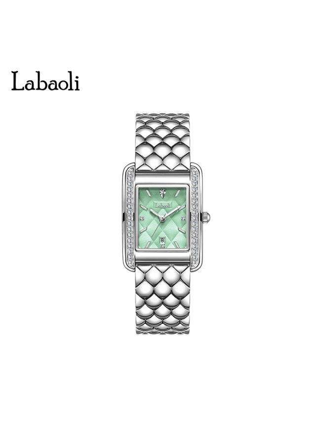Labaoli 26.5mm Small-Square Steel Quartz Watch, 9mm Ultra-Thin, 3ATM Water Resistant, Ladies Chic