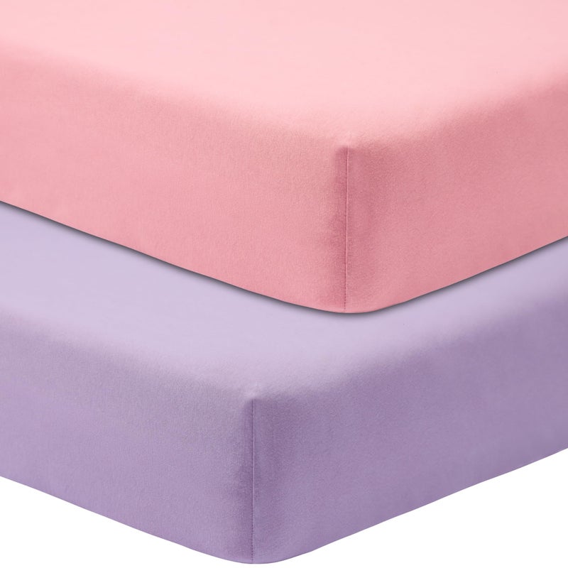 GUNTAIL Crib Sheets for Boys Girls,100% Cotton Fitted Crib Sheet 2 Pack for Standard Crib and Toddler Mattress, Super Soft Breathable Baby Sheet 28x52x8in (Purple & Pink) - Image 1