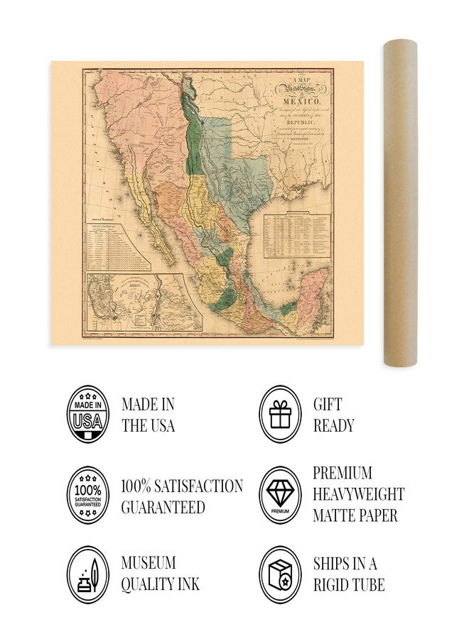 HISTORIX Vintage 1846 United States Mexico Map - 24x36 Inch Historic Wall Art - Old Map of Mexico States - Image 4