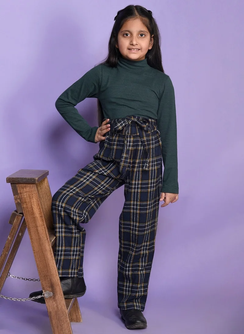 LILPICKS Full Sleeve Highneck Top with Checkered Print Palazzon Pant