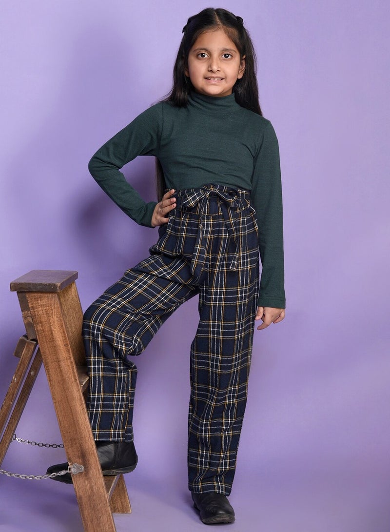 LILPICKS Full Sleeve Highneck Top with Checkered Print Palazzon Pant - Image 3