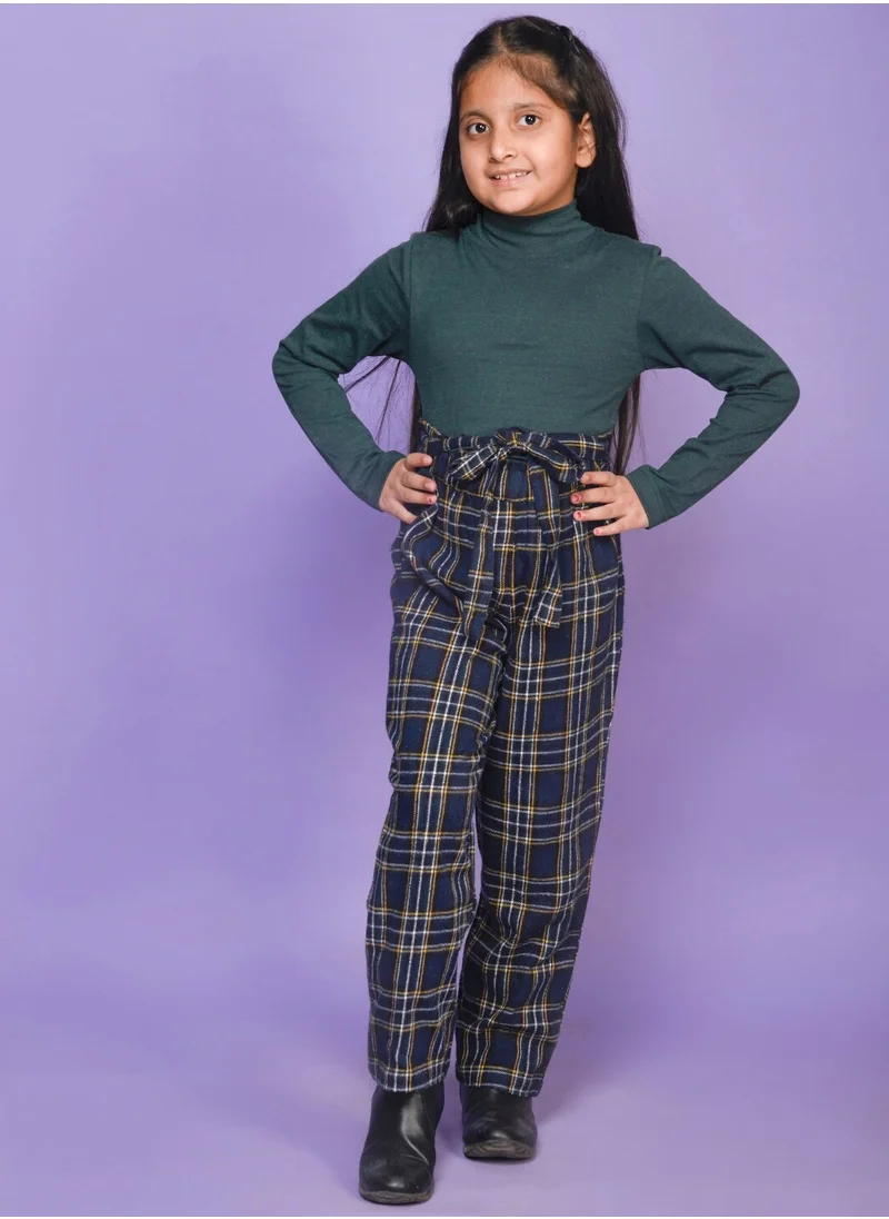 ليلك Full Sleeve Highneck Top with Checkered Print Palazzon Pant
