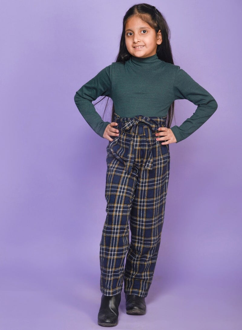 LILPICKS Full Sleeve Highneck Top with Checkered Print Palazzon Pant - Image 2