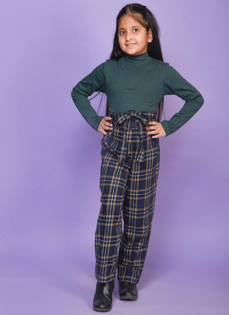 LILPICKS Full Sleeve Highneck Top with Checkered Print Palazzon Pant - Image 1