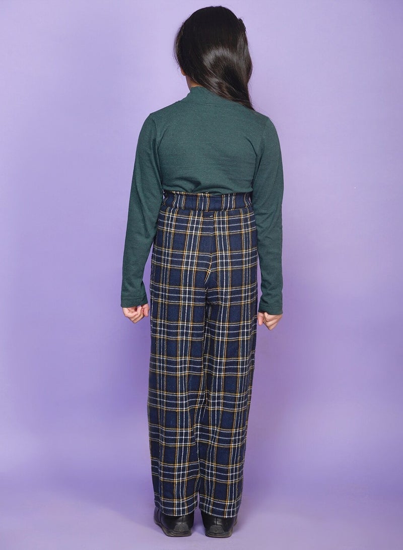 LILPICKS Full Sleeve Highneck Top with Checkered Print Palazzon Pant - Image 4