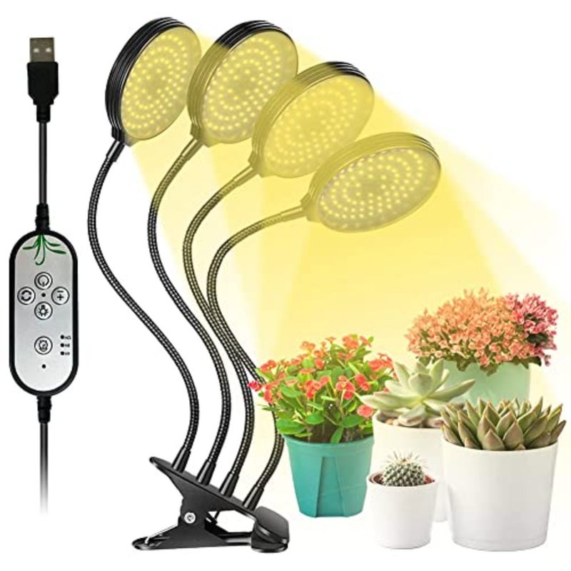 مصباح زراعة النباتات بتقنية LED 60W ذو طيف كامل يشبه ضوء الشمس مع توقيت تلقائي للإضاءة/الإطفاء 4/8/12H 5 بأوضاع قابلة للتعديل في السطوع وعنق قابل للتع - Image 1