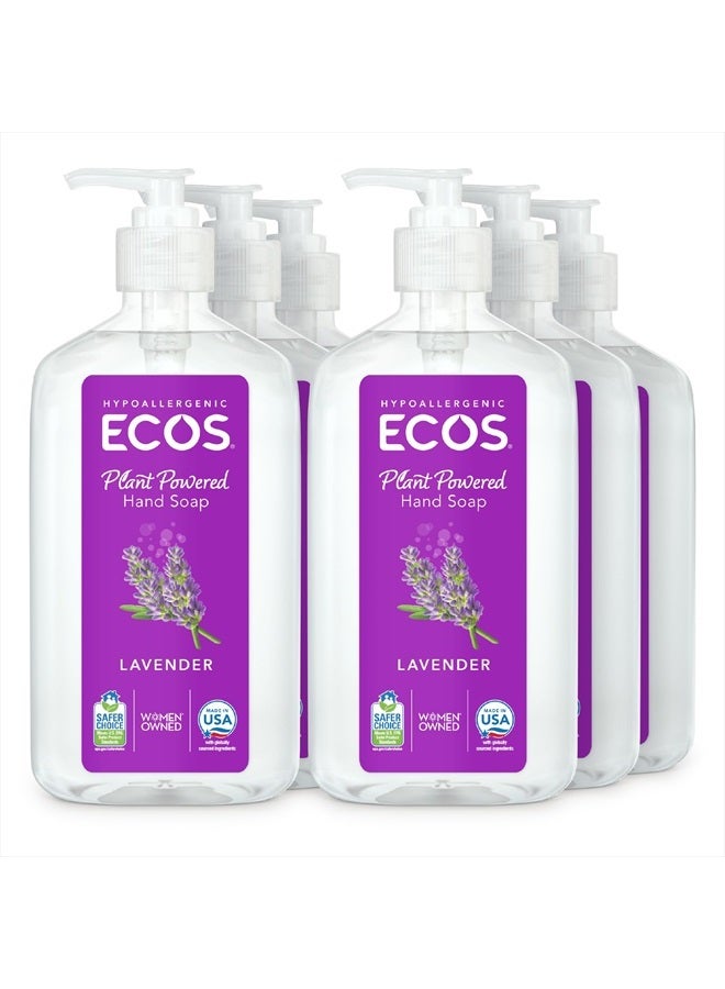 ECOS Hypoallergenic Hand Soap - All Natural pH-Balanced Handwash Soap with Vitamin E - Safe for Sensitive Skin - Lavender - 17 Oz Bottle (6 pack) - Image 1