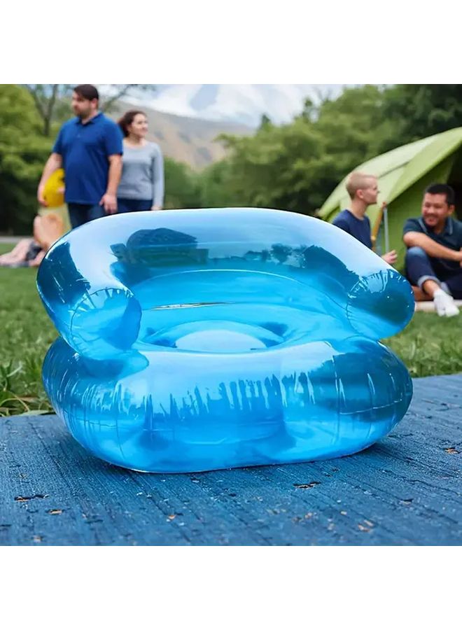 Inflatable Outdoor Sofa with Backrest Quick Inflate PVC Furniture Portable Lounge Chair Transparent Blue - Image 5
