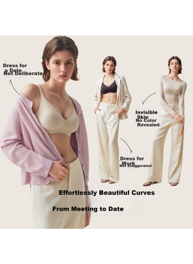 Ubras Yu Shuxin Same Style Floating Support Bra, Seamless, Push-up For Small Soft Support, Oatmeal Milk Color, Size 80a - Image 2