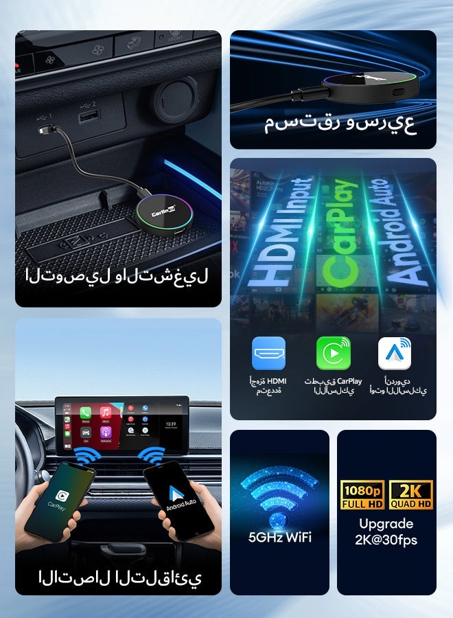 Carlinkit 2025 CarlinKit HD2CP Pro CarPlay To HDMI 3-In-1 Wireless CarPlay Android Auto Smart Car Box Plug&Play 2K Video Streaming Box - Image 3