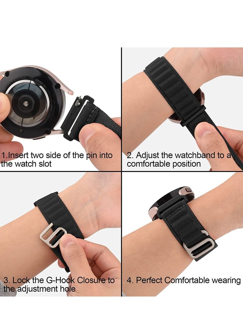 20mm Stretch Nylon Metal Alpine Loop Woven Strap For Amazfit Bip U Pro / Bip / Bip Lite / Bip S / Bip S Lite / Bip U- Black