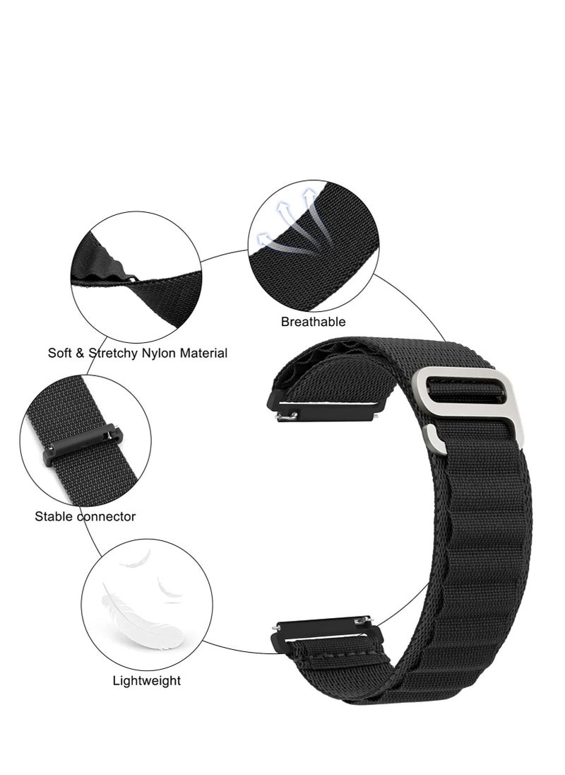 20mm Stretch Nylon Metal Alpine Loop Woven Strap For Amazfit Bip U Pro / Bip / Bip Lite / Bip S / Bip S Lite / Bip U- Black