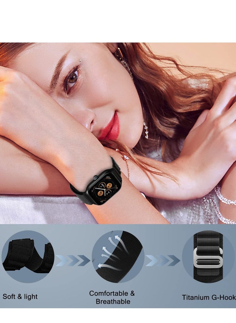 20mm Stretch Nylon Metal Alpine Loop Woven Strap For Amazfit Bip U Pro / Bip / Bip Lite / Bip S / Bip S Lite / Bip U- Black