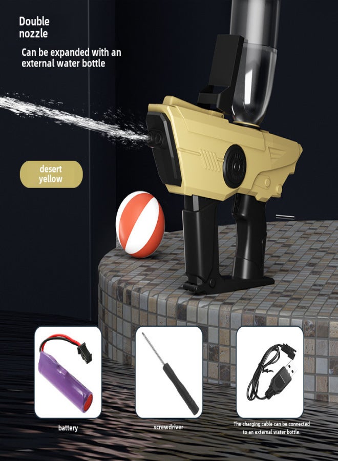 Cross-Border Electric M416 Burst Water Gun Automatic Water Absorption High Pressure Powerful Water Spray Water Gun New Water Gun Toy(Y2 double nozzle water gun-desert color) - Image 1