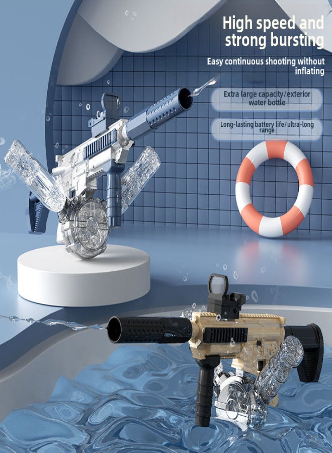 Cross-Border Electric M416 Burst Water Gun Automatic Water Absorption High Pressure Powerful Water Spray Water Gun New Water Gun Toy(Y2 double nozzle water gun-desert color) - Image 4