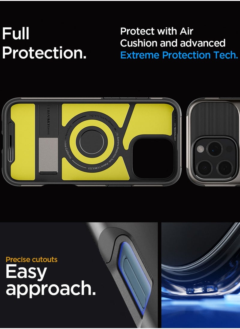 Spigen Slim Armor Magfit for iPhone 16 Pro Max Case Cover MagSafe with Kickstand (2024) - Gunmetal  - Image 4