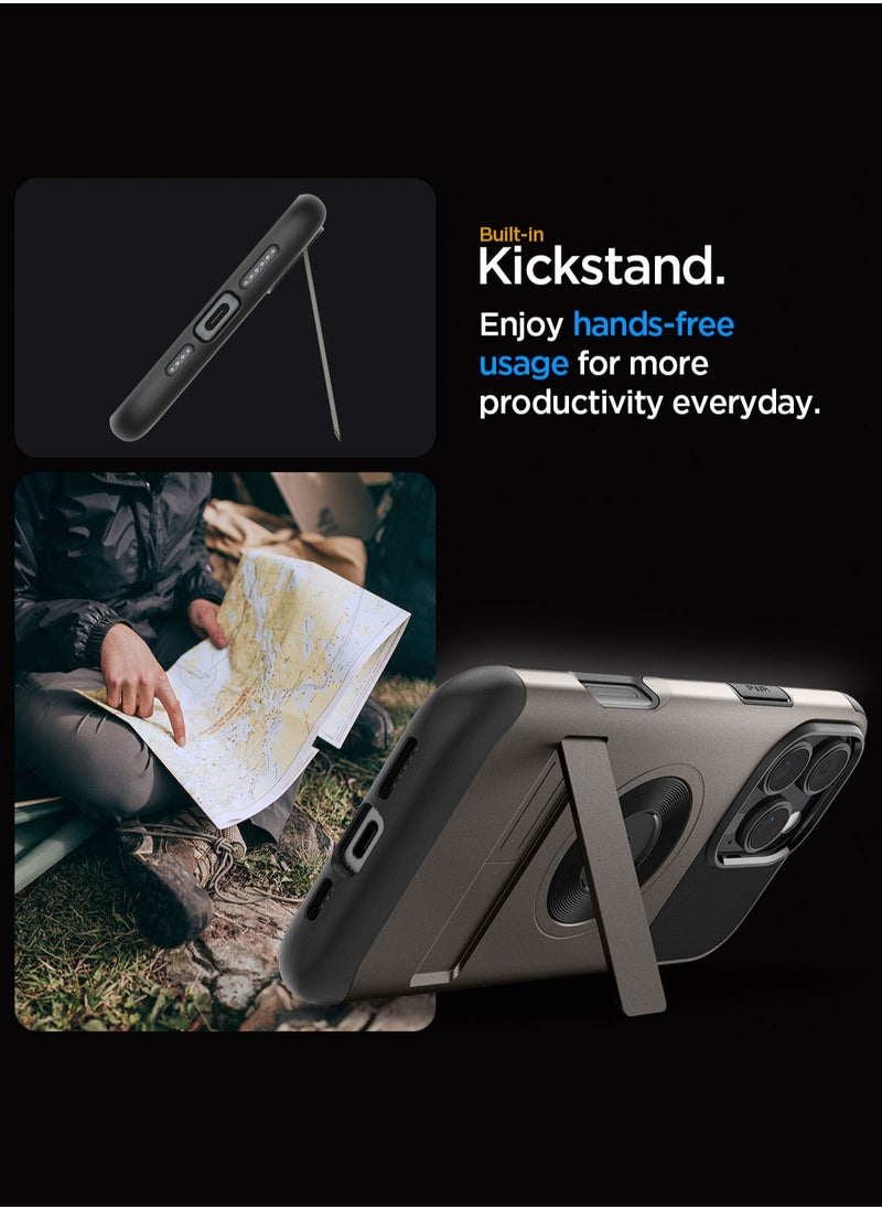 Spigen Slim Armor Magfit for iPhone 16 Pro Max Case Cover MagSafe with Kickstand (2024) - Gunmetal  - Image 3