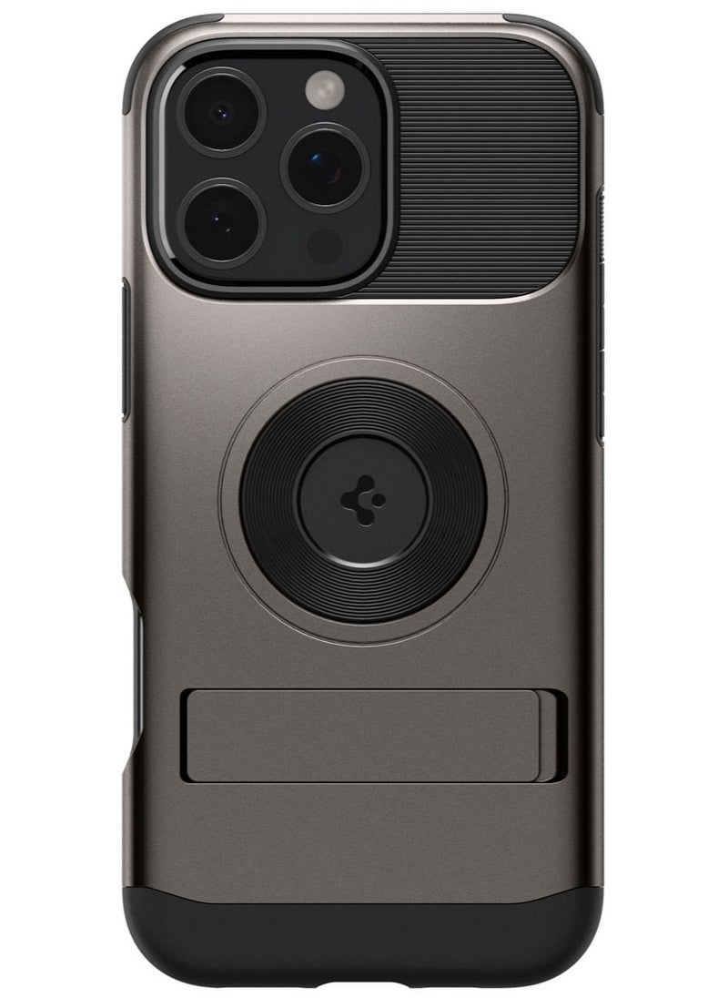 غطاء حماية Slim Armor Magfit لهاتف iPhone 16 Pro Max مع حامل (2024) - لون Gunmetal