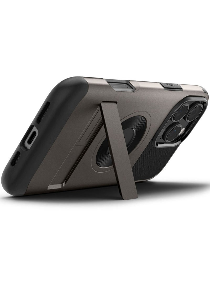 غطاء حماية Slim Armor Magfit لهاتف iPhone 16 Pro Max مع حامل (2024) - لون Gunmetal