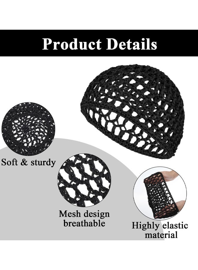 3 PCS Hair Nets For Sleeping, Crochet Mesh Wrap Caps For Silk Press Protection Adjustable Net Mesh Braided Weaving Reusable Bonnets Hair Wrap For Women Curly, Straight Hair & Wig Protection - Image 3