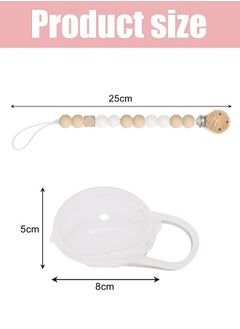 WooFree 2pcs Wooden Silicone Pacifier Chains with 2pcs Transparent Pacifier Cases  - Image 2