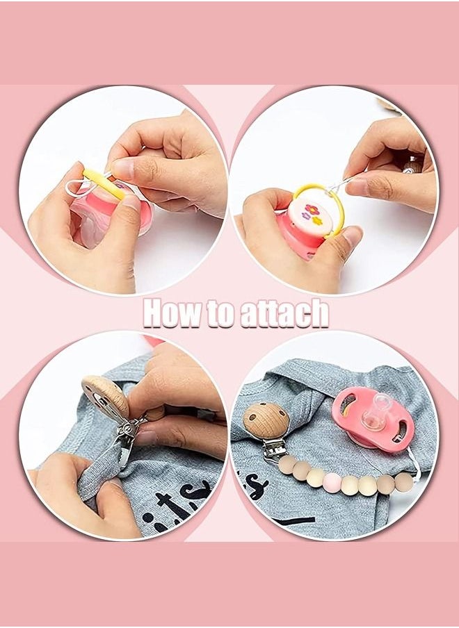 WooFree 2pcs Wooden Silicone Pacifier Chains with 2pcs Transparent Pacifier Cases  - Image 4