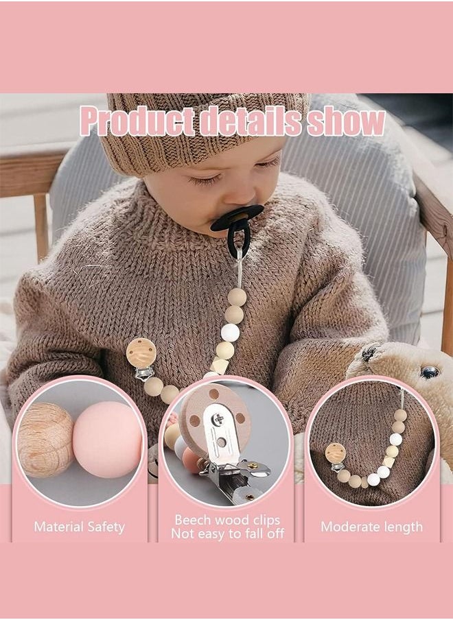 WooFree 2pcs Wooden Silicone Pacifier Chains with 2pcs Transparent Pacifier Cases  - Image 3