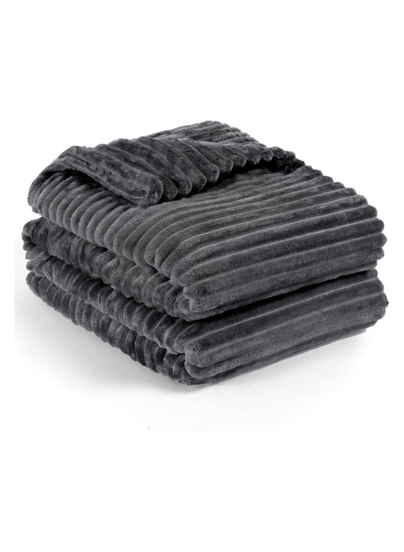 T G H Striped Flannel Fleece Blanket Plush Throw Blanket Super Soft Single Size (160x220cm) for Bed and Sofas, Luxurious Warm and Comfortable  - Image 1